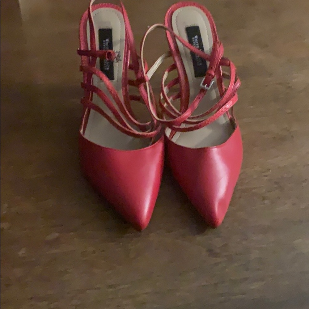 Black and white red shoes